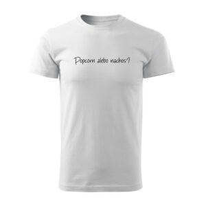 Biele filmové tričko s nápisom Popcorn alebo nachos? – filmové tričko pre kinomaniakov