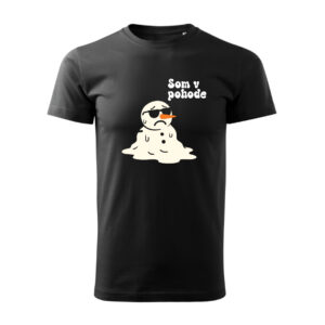 Čierne vtipné vianočné tričko Som v pohode – roztopený snehuliak