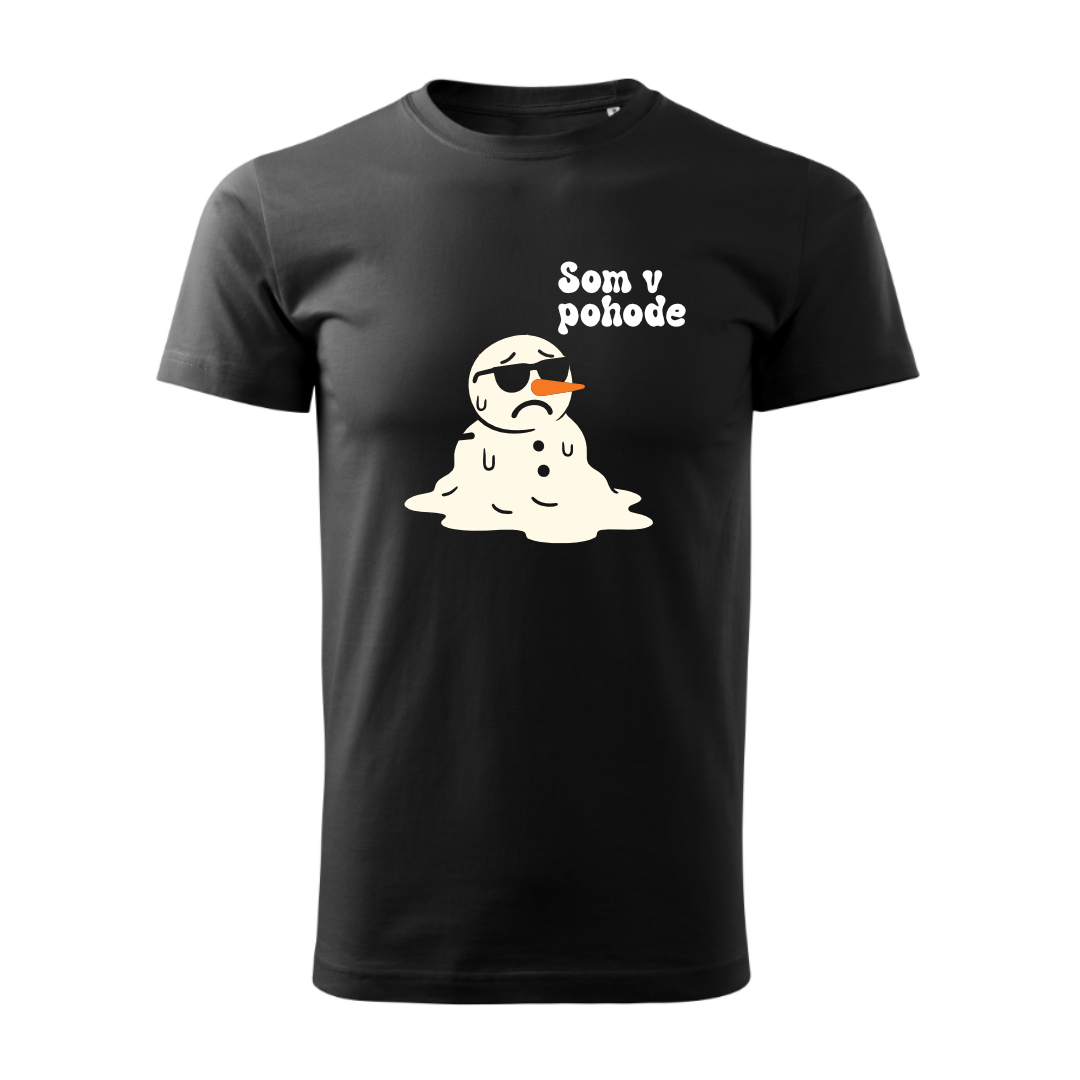 Čierne vtipné vianočné tričko Som v pohode – roztopený snehuliak