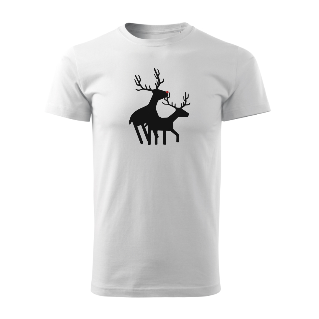 Biele vtipné vianočné tričko pre dospelých so siluetami sobov